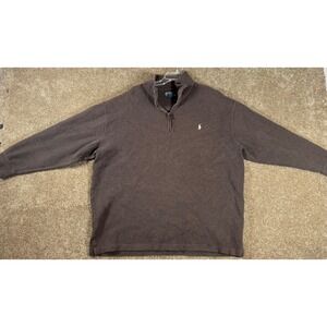 Polo Ralph Lauren Men Brown 1/4 Zip‎ Long Sleeve Pullover Sweater 2XB FLAW